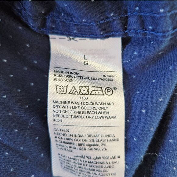 Old Navy The Classic Slim Fit Button Down Short Sleeve Blue Patterned Shirt L - Picture 6 of 7